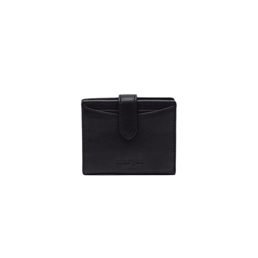 MARGOT NEW YORK Black Leather Lizzie SM Bifold Wallet with Card Slots NWT
